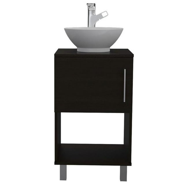 TUHOME Gouda 18" Single Bathroom Vanity Engineered Wood Vanities in Black