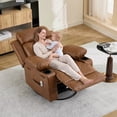 thumbnail image 3 of TacleeKii Oversized Swivel Rocking Recliner with Massage and Heat for Big and Tall Adults, Ergonomic Wide Seat Lounge Chair, 400 Lbs, Brown, 3 of 9