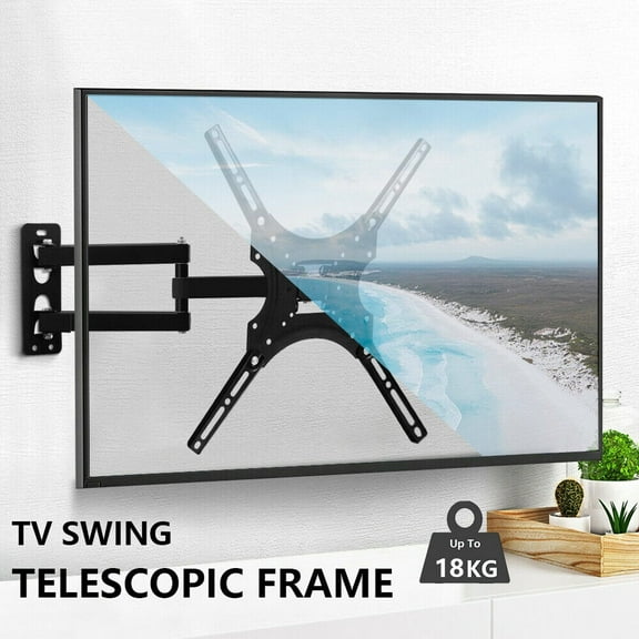 Full Motion TV Wall Mount Swivel and Tilt for Most 32-55 Inch TVs, TV Mount Perfect Center Corner Design on Single Stud
