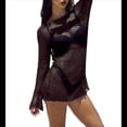 thumbnail image 1 of Vestido Mini de Punto con Mangas Largas y Espalda Descubierta para Mujer Negro L, 1 of 8