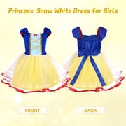 Jurebecia Princess Dress Royal Storybook up Puffed Sleeves & Tulle Skirt Birthday Party Costume Tulle Skirt 4-5 Years