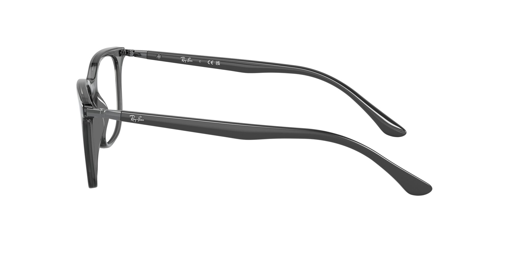 Ray-Ban Men's Size 52 Square RB7211 Optics Prescription Eyeglasses with Case, Transparent Grey/Demo Lens