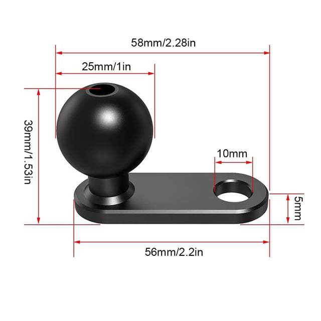 Soporte De Base De Aleación De Aluminio Cabeza De Bola De Goma Convertidor De Espejo Retrovisor Montaje De Cabeza De Bola Para Motocicleta Scooter Eléctrico Teléfonos Móviles Minnieouse VI005402-00