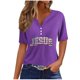 thumbnail image 2 of Fiudx Liquidación de Ofertas Flash Blusa de Manga Corta Estampada a La Moda para Mujer, Blusas Informales con Cuello En V, 2 of 4