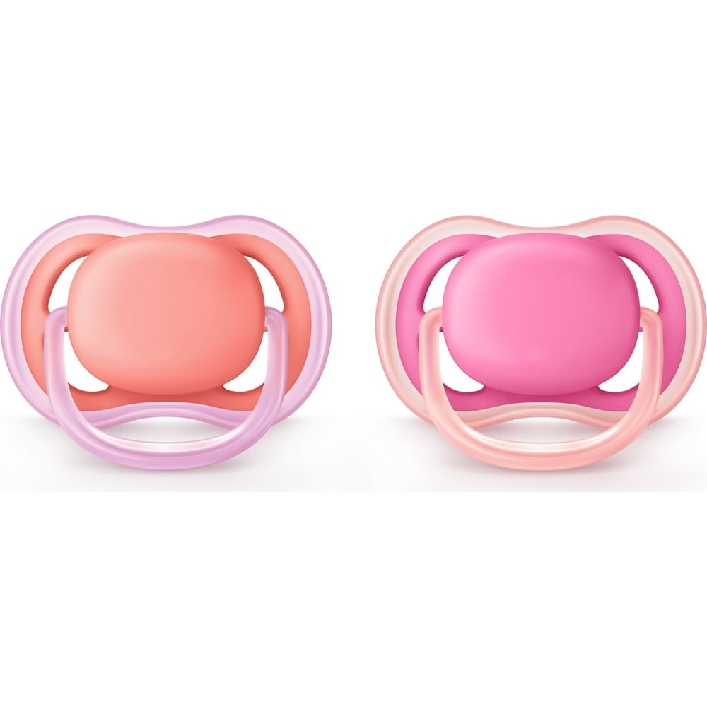 Philips Avent Ultra Air Pacifier, 618 months, pink/peach, 2 pack