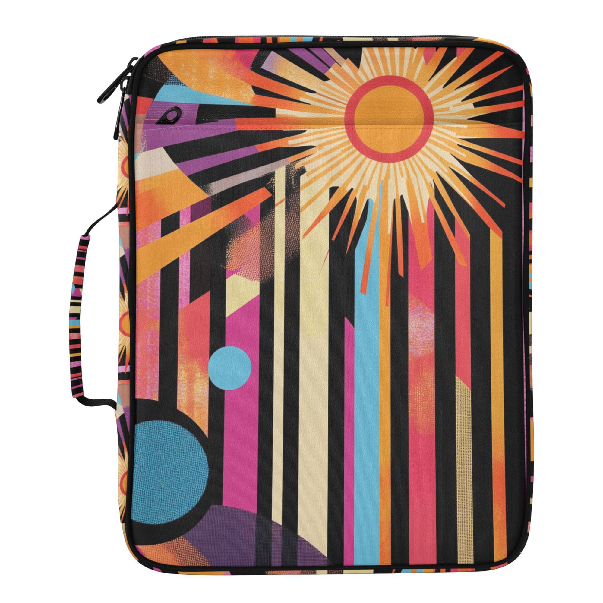 FORMRS Accordion File Folder A4 Size 7-Pocket Expanding Document Organizer Bag with 3 Ring Binder, Futuristic Sun