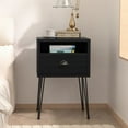 thumbnail image 3 of VECELO Nightstand with 1-Drawer and Metal Legs, Sofa End Table for Living Room Bedroom Office, Black, 3 of 8