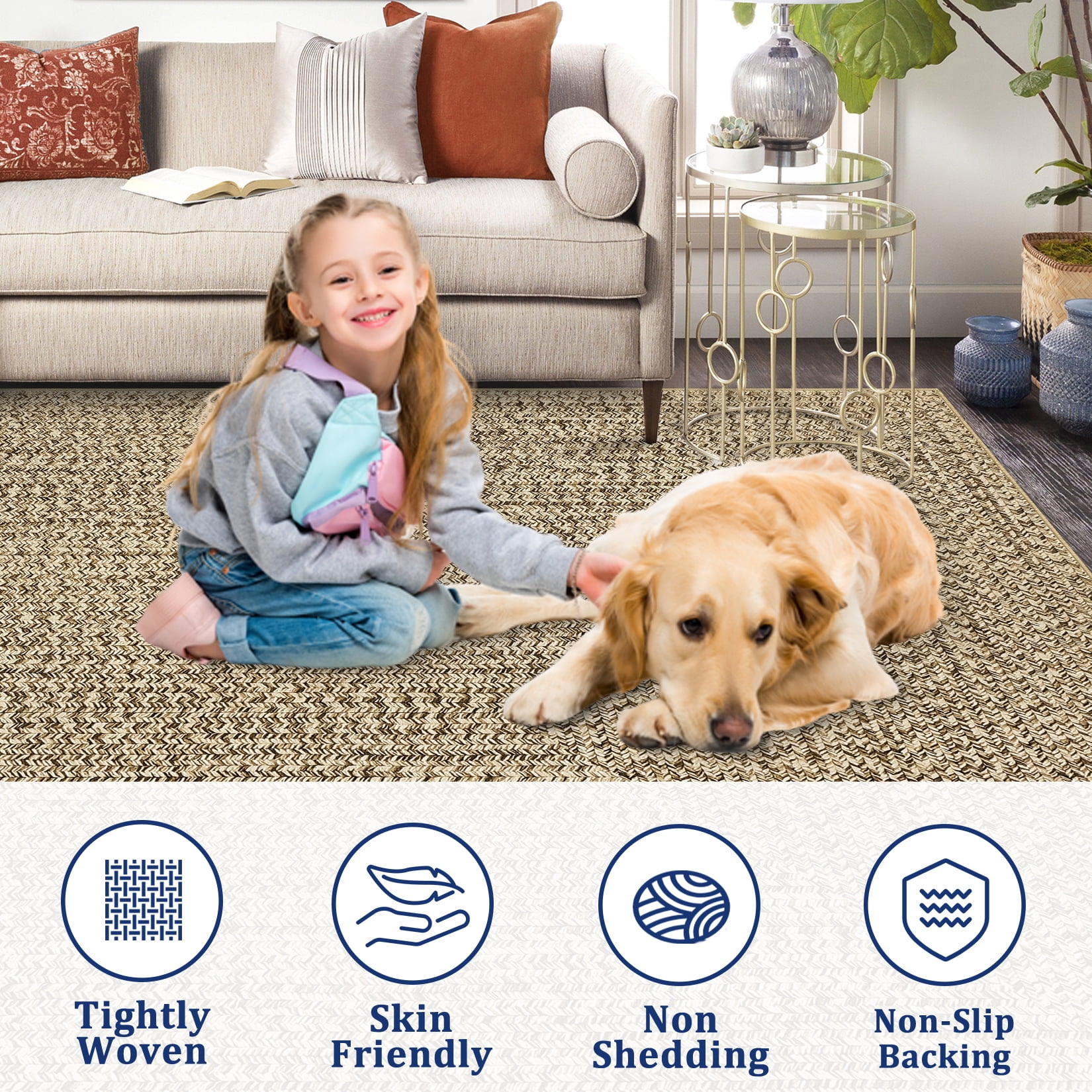 Haperlare Braided Print Runner Rugs for Hallway Washable Non Slip Entryway Laundry Runner Rug,Indoor Floor Rugs,2'x6' Solid Beige