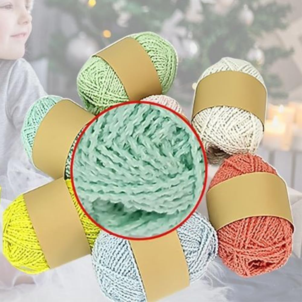 FNDEMSLA Glow in The Dark Yarn Black 5 Rolls Yarns for Crocheting Metallic Polyester Luminous Crochet Yarns