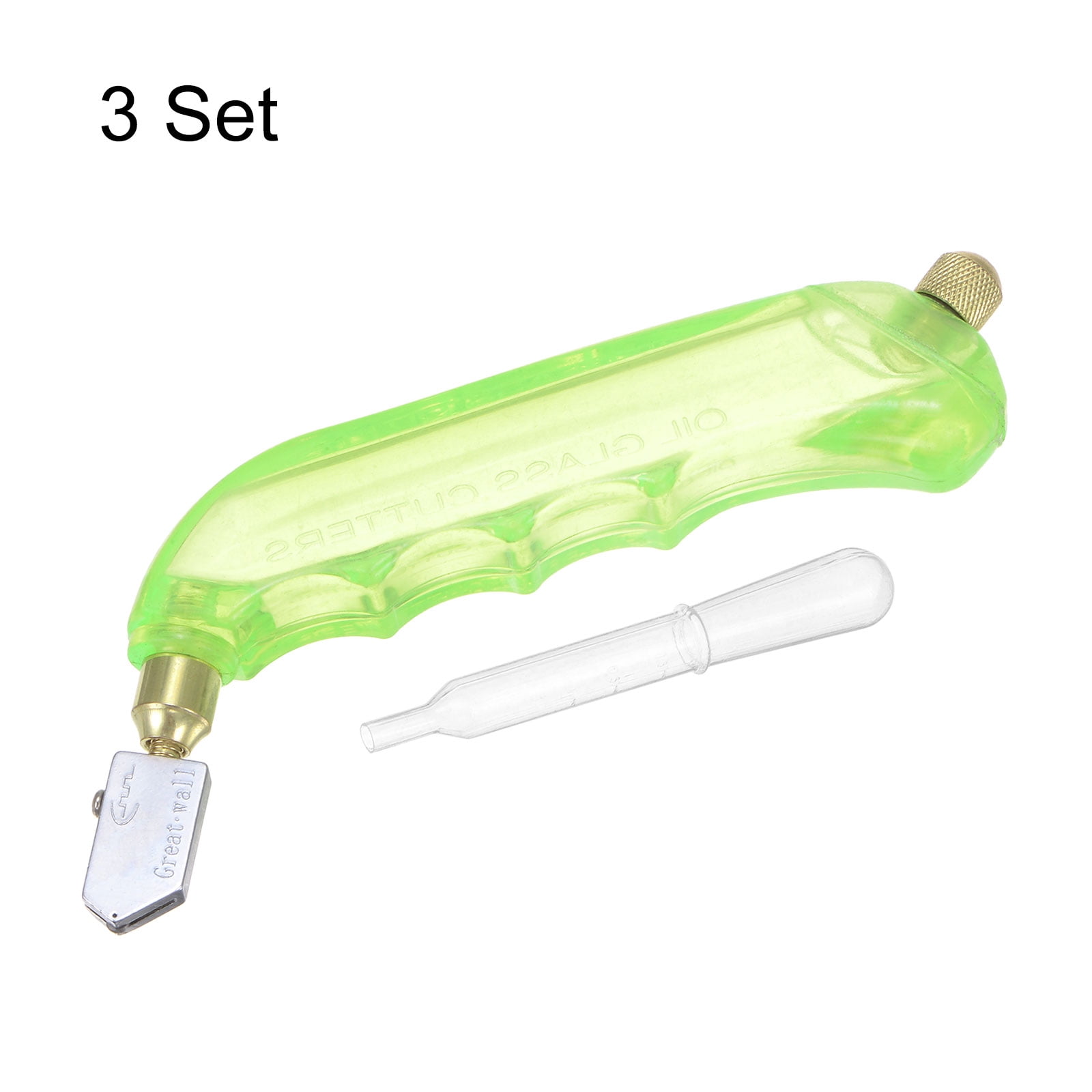 3Pcs Glass Cutter Pistol Grip 6mm-12mm Oil Feed Stained Glass Cutters Tool with Oil Reservoir Light Green