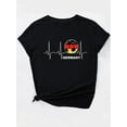 thumbnail image 3 of Women's Casual Round Neck Short Sleeve T-shirt With Soccer Ball Heartbeat Print, Fashionable Top With Germany Lettering, 3 of 7
