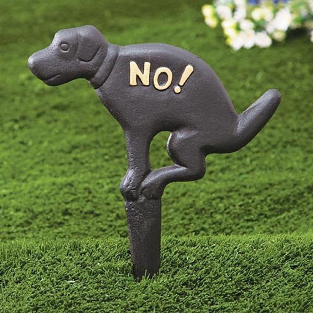 Dog No Poop Sign Cast Iron Yard Sign Warning Stay Off Lawn STOP Neighbor Animals