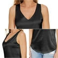 thumbnail image 2 of NeedBo Women's Silk Satin Tank Tops V Neck Camisole Sleeveless Casual Blouses Basic Tank Shirt, Black M, 2 of 7