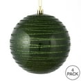 thumbnail image 2 of Vickerman 4.75" Moss Green Candy Finish Ball Ornament with Glitter Lines, 4 per Bag, 2 of 2