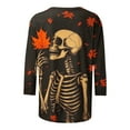 thumbnail image 6 of Meichang Women Halloween Tops 3/4 Sleeve Skeleton Graphic T Shirt Crew Neck Loose Party Tops Halloween Spooky Print Tees, 6 of 6