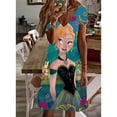 thumbnail image 4 of Vestido informal con estampado 3D de princesas de Disney para mujer, vestido holgado de manga corta con cuello en V estilo bohemio, 4 of 5