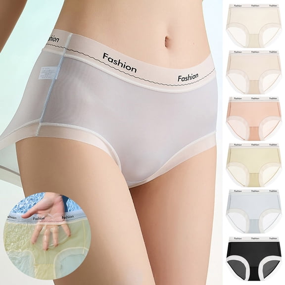 CAIXIA Seamless Cotton Underwear for Women No Show Women Panties Soft Silky Low Rise Ladies Briefs Hipster Bikini Panties