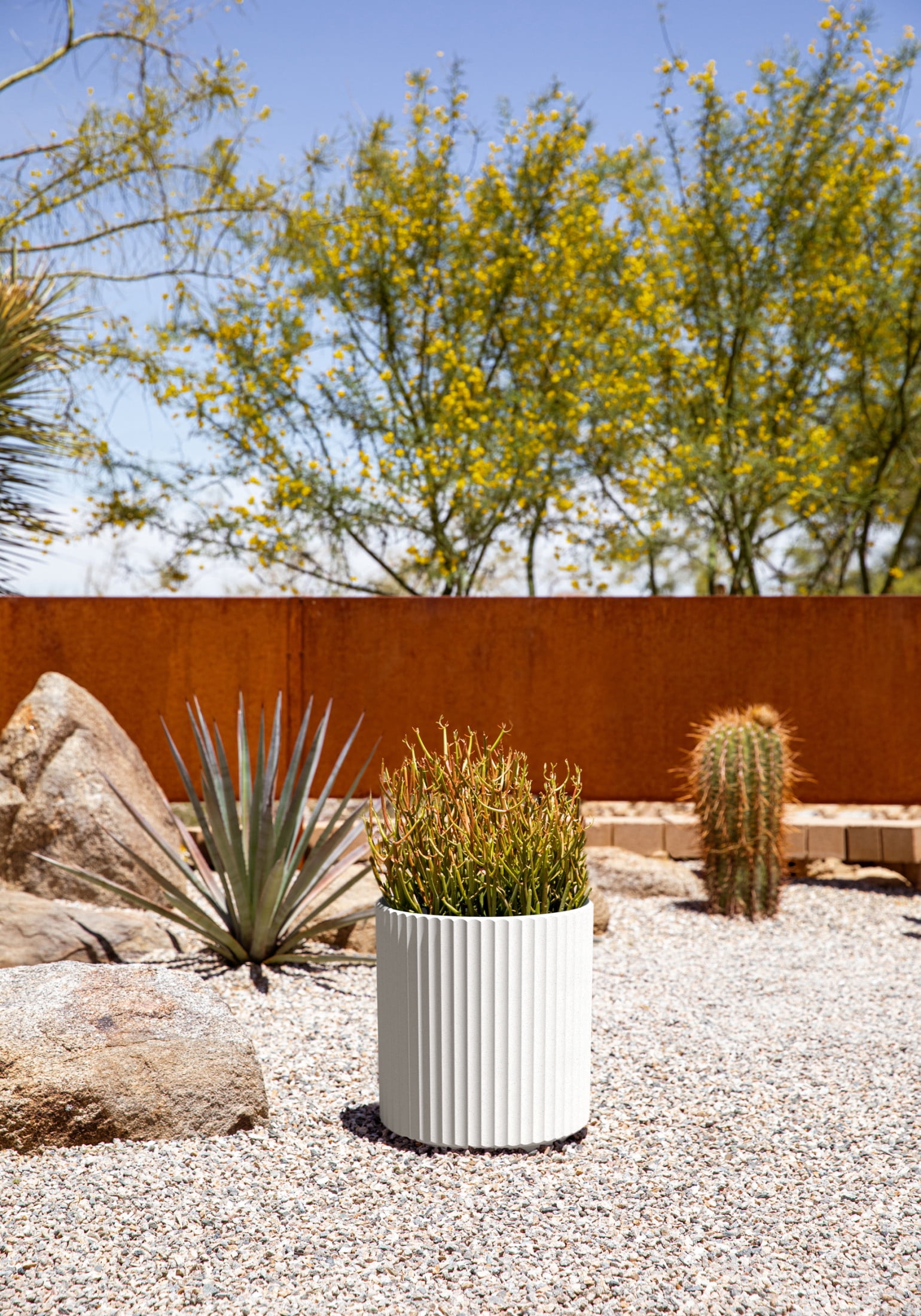 Veradek Demi Series  12" Plastic-Stone Planter - White