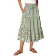 thumbnail image 2 of Women’s Bohemian Style Printed Maxi Skirt with Elastic Waist and Drawstring for Casual and Everyday Wear Mint Green 2XL, 2 of 6