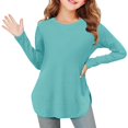 thumbnail image 2 of Hauts à Manches Longues pour Filles, Tuniques Douces pour Enfants avec Ourlet Latéral Fendu, T-Shirts à Col Rond pour Tenue Décontractée, École et Superposition, 2 of 8