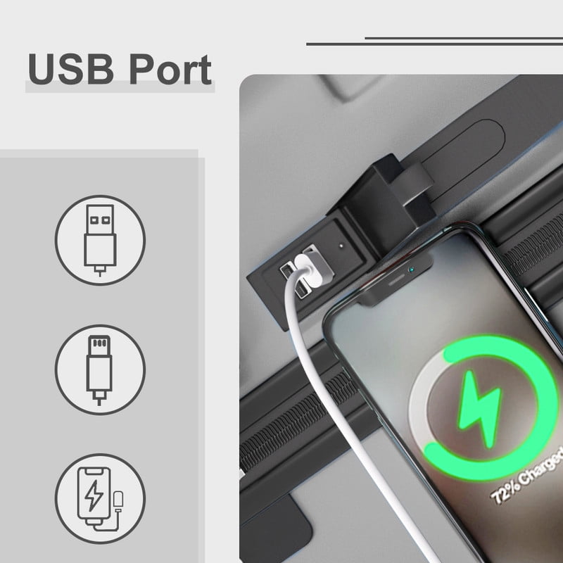 Checked Luggage PC ABS Hardside Suitcase with wheels USB Port Lightweight Luggage with TSA Lock 28 inch Silver