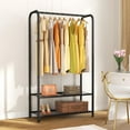 thumbnail image 6 of Coat Clothes Storage Organizer Garmen Rack Portable Closet Clothing Racks for Hanging Clothes Heavy Duty Freestanding Wardrobe Laundry with Shelves Black 11.5" D x 32" W x 72" H, 6 of 18