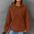 thumbnail image 2 of UAMVSH Women Long Sleeve Hoodie Oversized Crew Neck Hooded Pullover with Drawstring Soft Plain Fall Ladies Trendy Sweatshirts(X-Large,Wine), 2 of 6