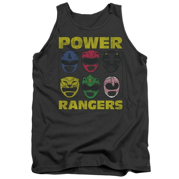 Power Rangers Men's  Ranger Heads Mens Tank Charcoal