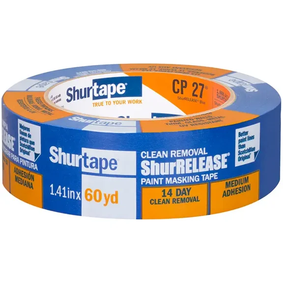 1-Roll of 1.41” x 60 yds Shurtape 202879 Blue CP 27 ShurRELEASE 14-Day Multi-Surface Painter’s Tape