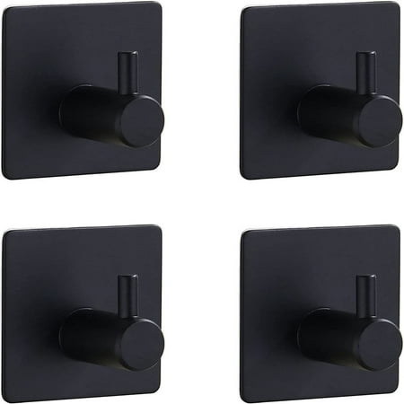 

Black Stainless Steel Self Adhesive Bathroom Towel Hooks Heavy Duty Waterproof Wall Sticky Hooks Without Nails
