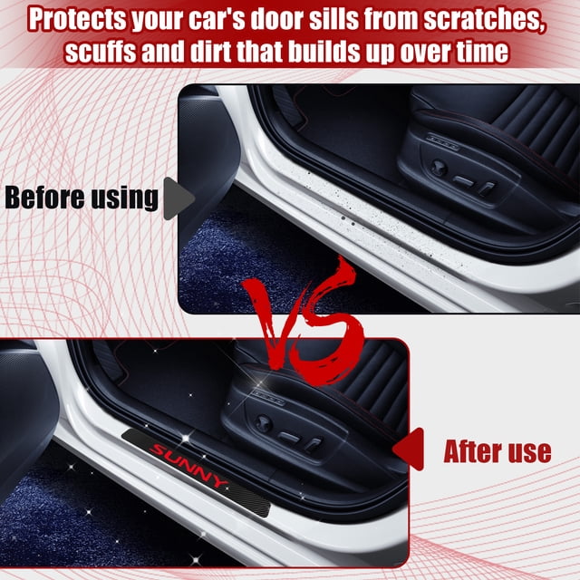 serony PVC Universal Car Door Sill Protector Strips Premium Easy To Install Universal Sticker Trim Bumper Type 1