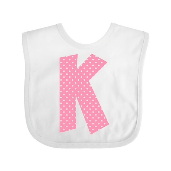Inktastic Pink and White Polka Dots Letter K Boys or Girls Baby Bib
