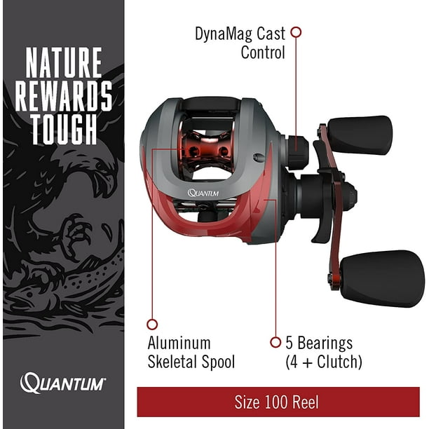 Quantum Pulse Baitcast Fishing Reel, Size 100 Reel, Eva Handle Knobs, Aluminum Skeletal Spool, 6.6:1 Gear Ratio