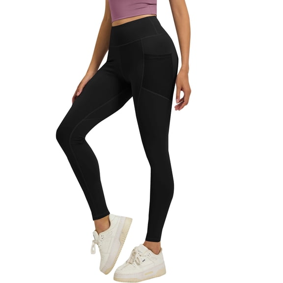 GTEYOIJN Elastic Waistband Leggings Cotton Yoga Pants for Women Tummy Control Pants Women's Fit Leggings with Side Pockets Peach Yoga Pants Sport Leggings Running Wear