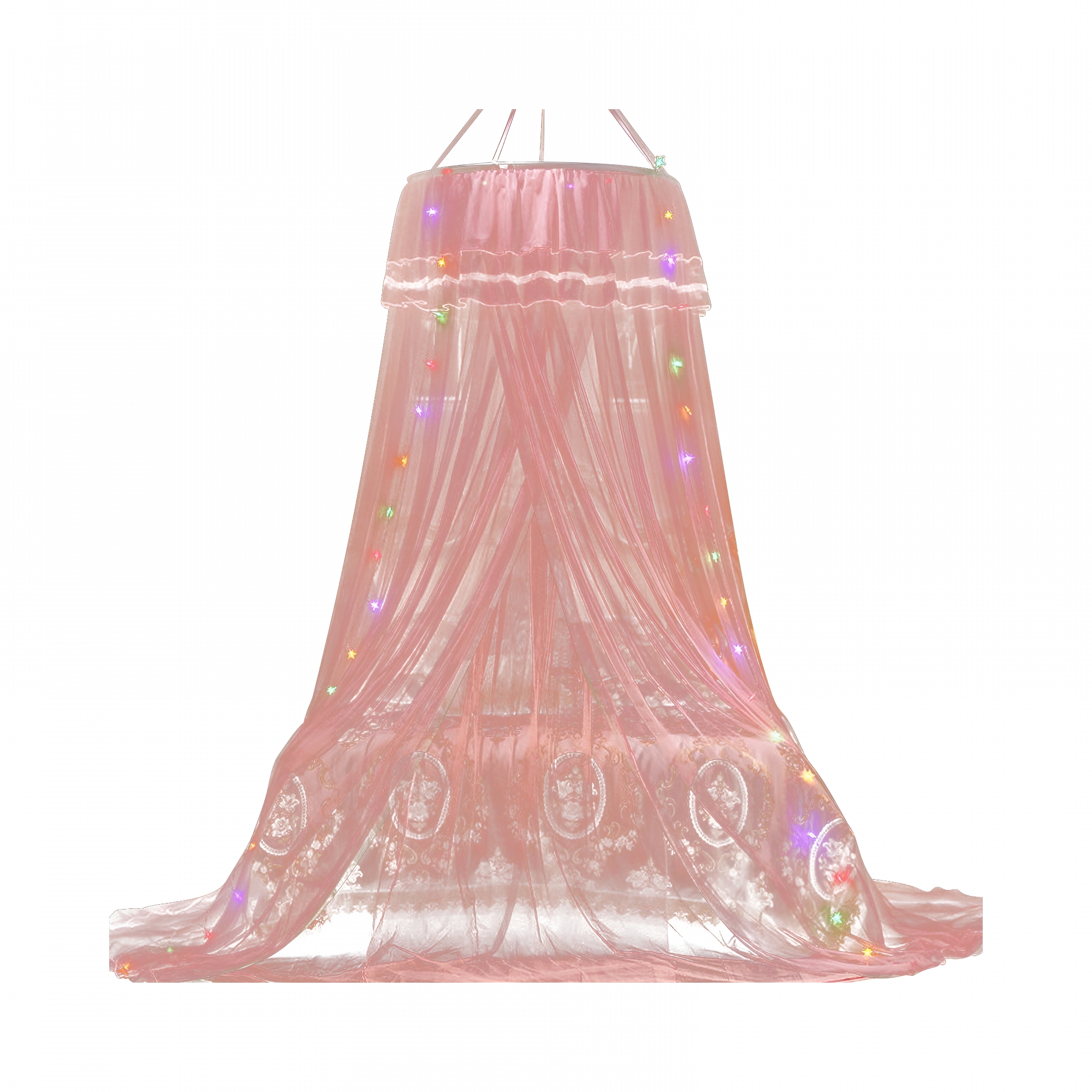 XIBUFE 2026 New Mosquito Net Bed Canopy for Girls,Princess-Style Round Hoop Bed Canopy,Dome Mosquito Netting Bed Tent for Twin Girls,Baby Crib and Kid Bed Decor