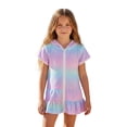 thumbnail image 5 of Kids Swimsuit Cover Up Girls Zip Up Hooded Tie Dye Terry Cloth Beach Cover Up Towel Dress Bathing Suit Cover Up for Teens 5-6 Years, 5 of 9