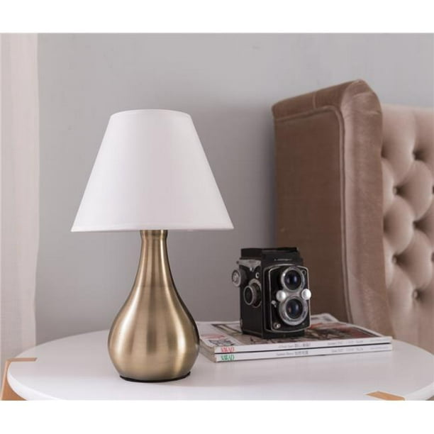Inroom Meubles Designs L1041 Lampe de Table - Or Brossé & Abat-Jour Blanc&44; 13 x 8 x 8 Po.