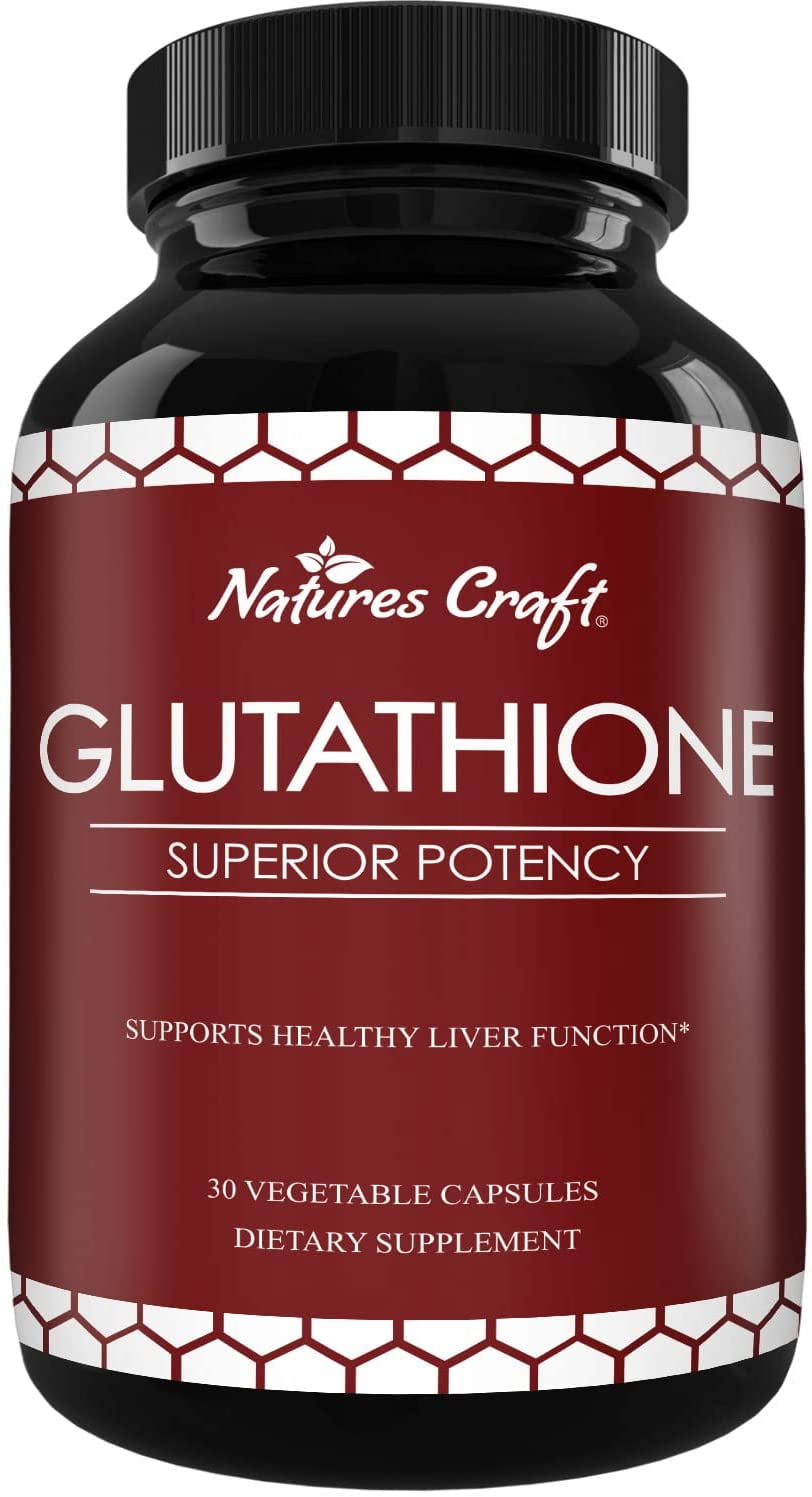 Glutathione 500mg Supplement with Glutamic Acid - Pure L-Glutathione Pills with Milk Thistle - Natural Liver Support Skin Health Immune Boost - Nature's Craft Liposomal Glutathione 30ct Capsules