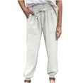 thumbnail image 1 of Mujeres Casual Color Sólido Bolsillos Vendaje Cintura Elástica Cómodos Pantalones Harén Odeerbi ODB-6, 1 of 5