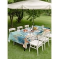 thumbnail image 4 of Outdoor Tablecloths with Umbrella Hole & Zipper, Teal Coastal 60 x102 Inch Rectangle Tablecloths, Summer Beach Starfish Shell Coral Nautical Waterproof Table Cloth, Patio/Pool/Picnic Table Covers, 4 of 8