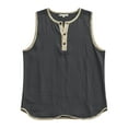 thumbnail image 3 of Men Summer Cotton Linen Tank Tops Gym Athletic Henley Button Sleeveless T-Shirts Workout Loose Comfy Soft Solid Color Tops, 3 of 6