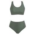thumbnail image 3 of PMVFHDE Two Piece Swimsuit For Women High Waist Rash Guard Style Bikini Set Removable Pads Mint Green,L, 3 of 3
