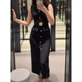 thumbnail image 6 of Women Maxi Dress Sleeveless Bodycon Long Tank Dresses Elegant Button Down Workwear Dress, 6 of 9
