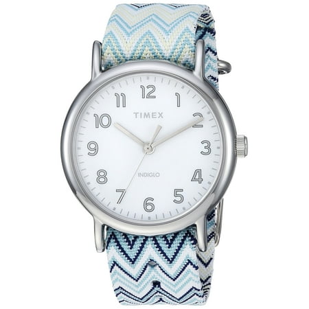 Women's Weekender 38 Blue Chevron Watch, Fabric Slip-Thru (Best Deals On Womens Watches)