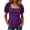 Purple, variant on Womens Summer Tops with Sleeves Short Sleeve Square Neckline Pencil Tops - Fringe Hem for Work Red S