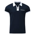 thumbnail image 3 of Beugl Mens Shirts, Men Summer Solid Print T Shirt Turn Down Collar Short Sleeve Tops T Shirt Golf Shirts for Men, Polo Shirts for Men Navy XXXL, 3 of 4