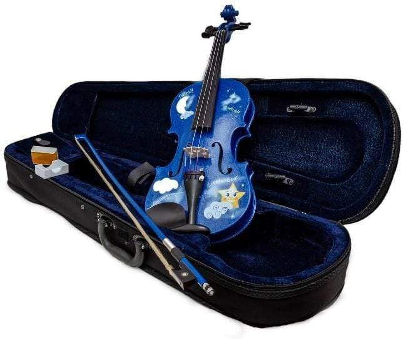 Twinkle Star Blue Violin w Brazilwood bow Case Crystal Fine Tuners Rosin Strings Set Up