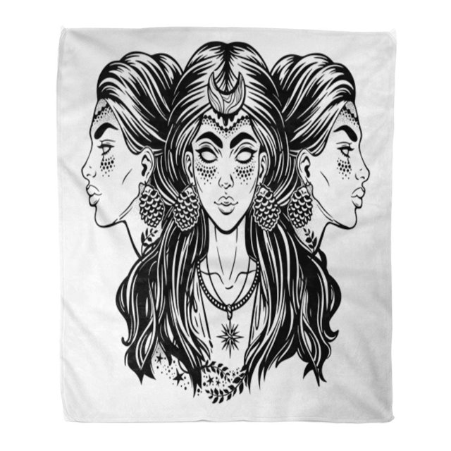 ASHLEIGH Throw Blanket 50x60 Inches Blind Magic Goddess Hecate Triple