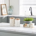 thumbnail image 2 of DecMode 9", 11"H White Ceramic Floral Handmade Intricately Carved Decorative Jars with Wood Lids, 2-Pieces, 2 of 8