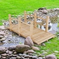 thumbnail image 7 of ReunionG 5FT Wooden Garden Bridge, Arc Footbridge Landscaping w/Double Handrails, Decorative Pond Bridge Walkway for Outdoors, Backyard, Stream, Creek (Natural), 7 of 7